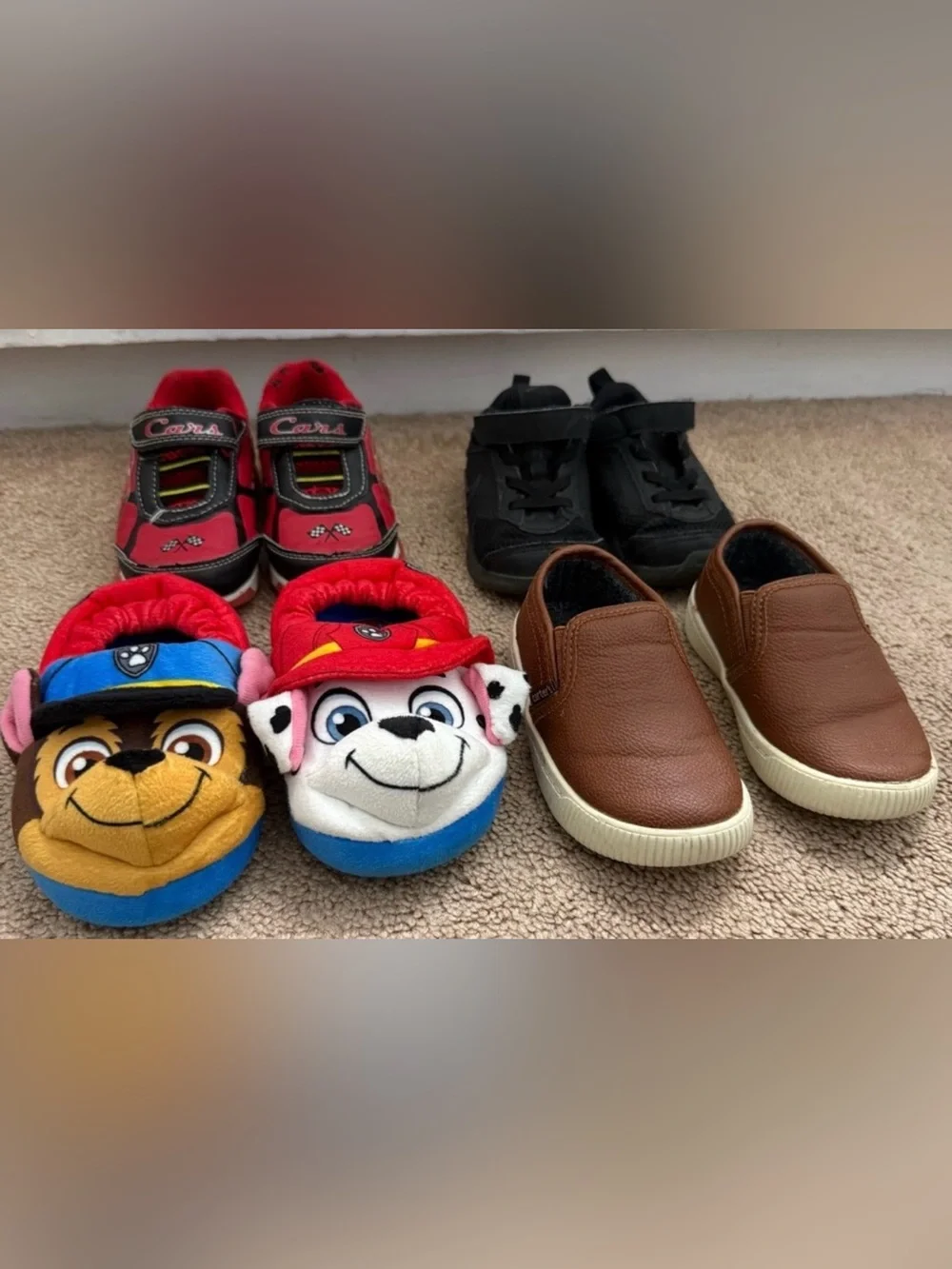 Kids Brown Slip-On Sneakers - Casual Everyday Shoes (Size 7)